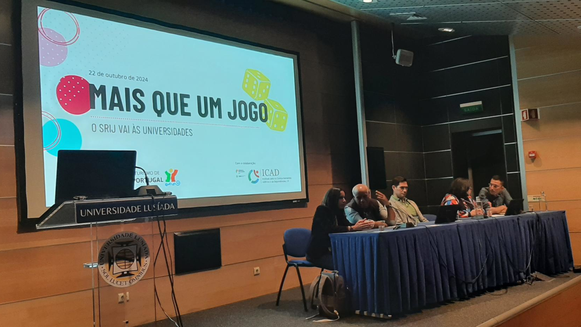 oradores na ação de sensibilização mais que um jogo realizada na Universidade Lusíada